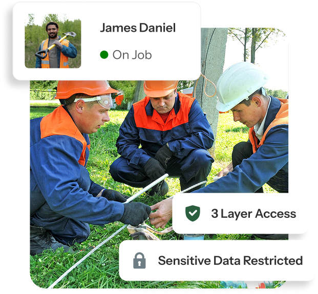 Crew working on a job with access badges